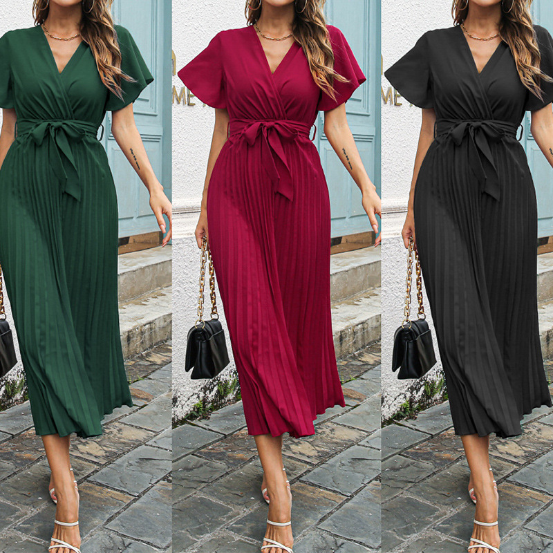 Wrap Dress Work - فستان نسائي جديد بياقة على شكل