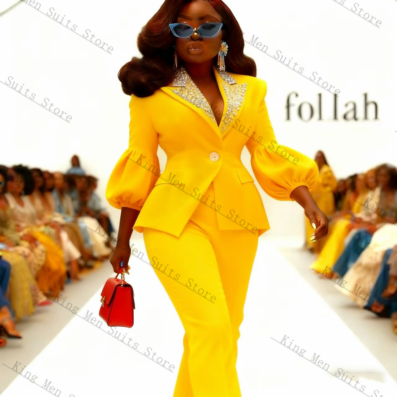 Yellow Formal Wear Women - طقم بدلة نسائية كريستال أصفر مكون