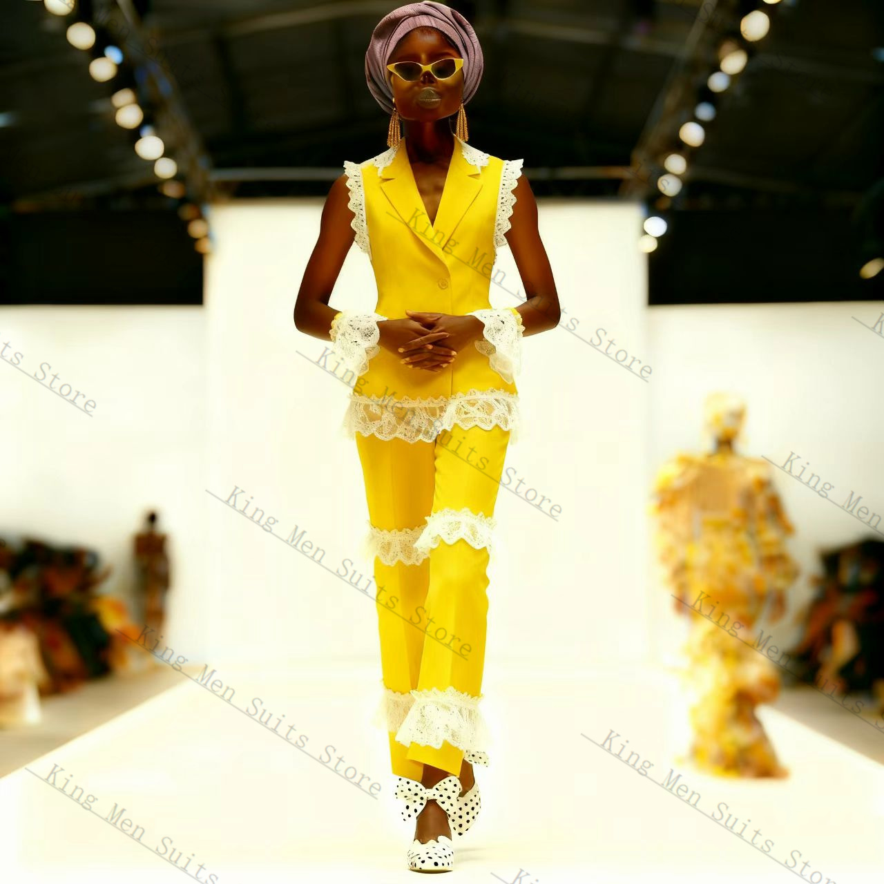 الأصفر الأبيض الدانتيل المرأة  - مراجعة Yellow Formal Wear Women وسعره