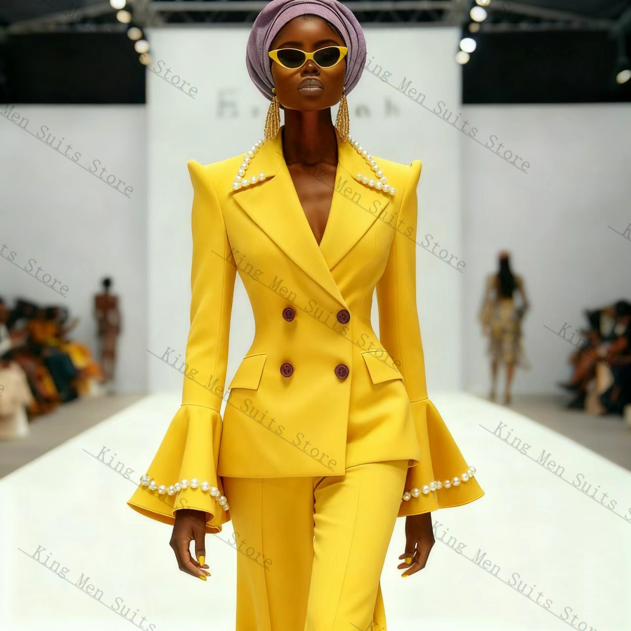 طقم بدلة نسائية أصفر اللؤلؤ مك - مراجعة Yellow Formal Wear Women وسعره