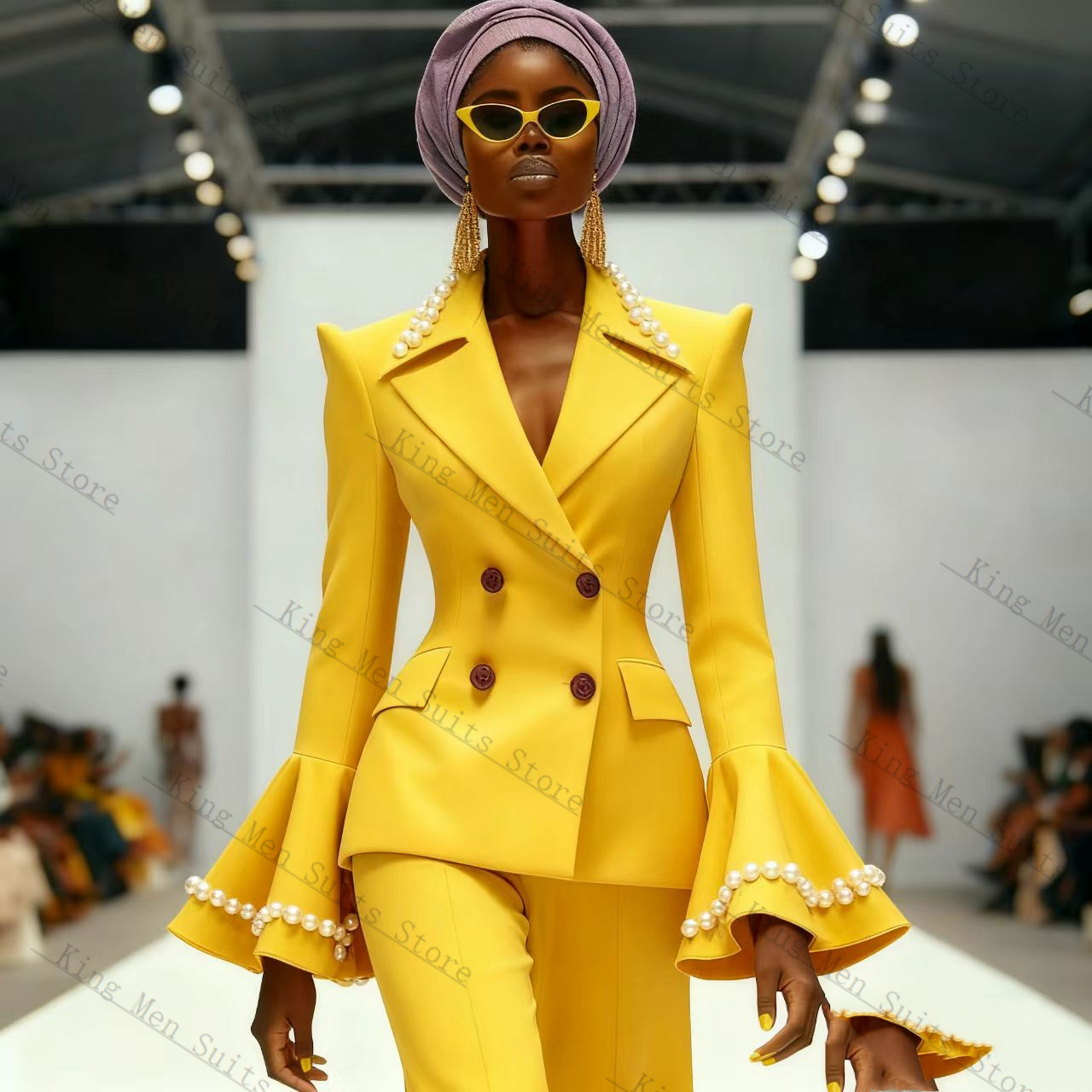 طقم بدلة نسائية أصفر اللؤلؤ مك - مراجعة Yellow Formal Wear Women وسعره