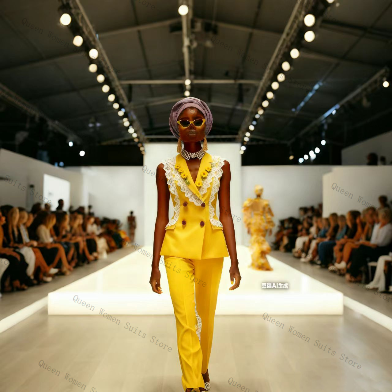 طقم بدلة نسائية من الدانتيل ال - مراجعة Yellow Formal Wear Women وسعره