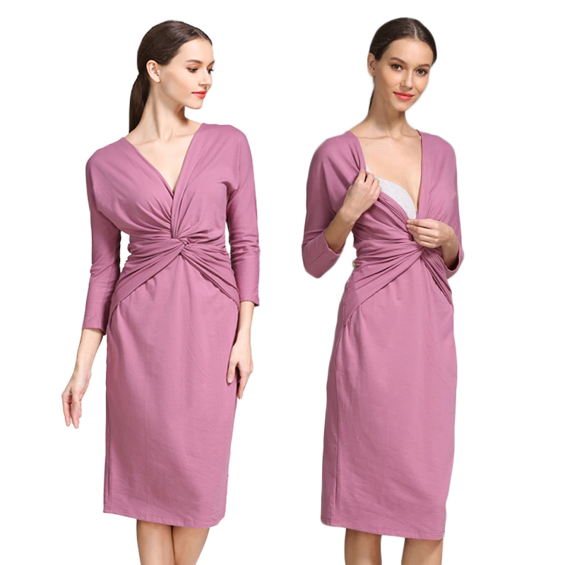 فستان حمل ورضاعة بتصميم لف أما - مراجعة Wrap Dress Work وسعره