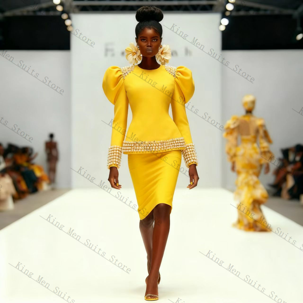 أصفر أسود المرأة البدلة مجموعة - مراجعة Yellow Formal Wear Women وسعره